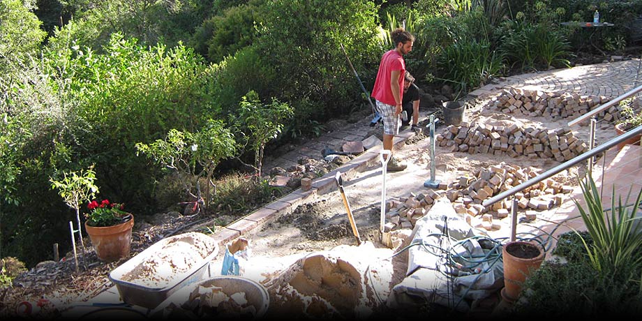 Porphyry driveway and pathway under construction, Mornington Peninsula